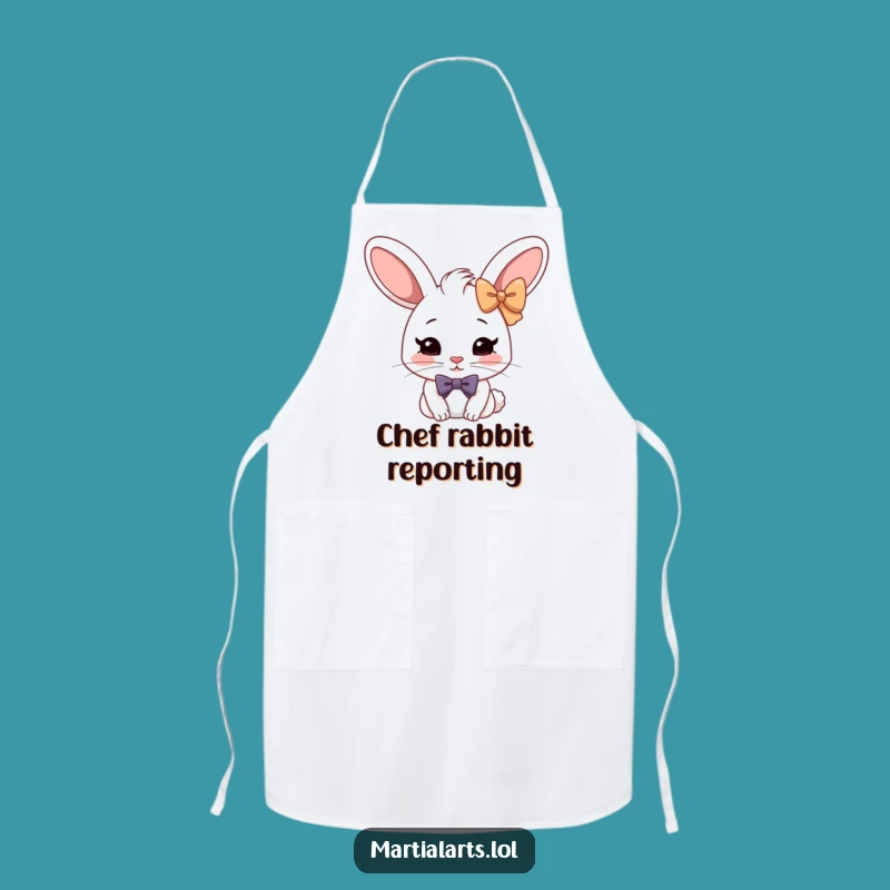 Funny Rabbit Bow Apron: Kitchen Humor for Polite Cooks