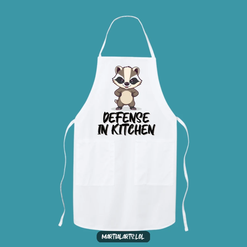 Funny Brave Badger Apron - Kitchen Defense, Gift for Bold Chefs
