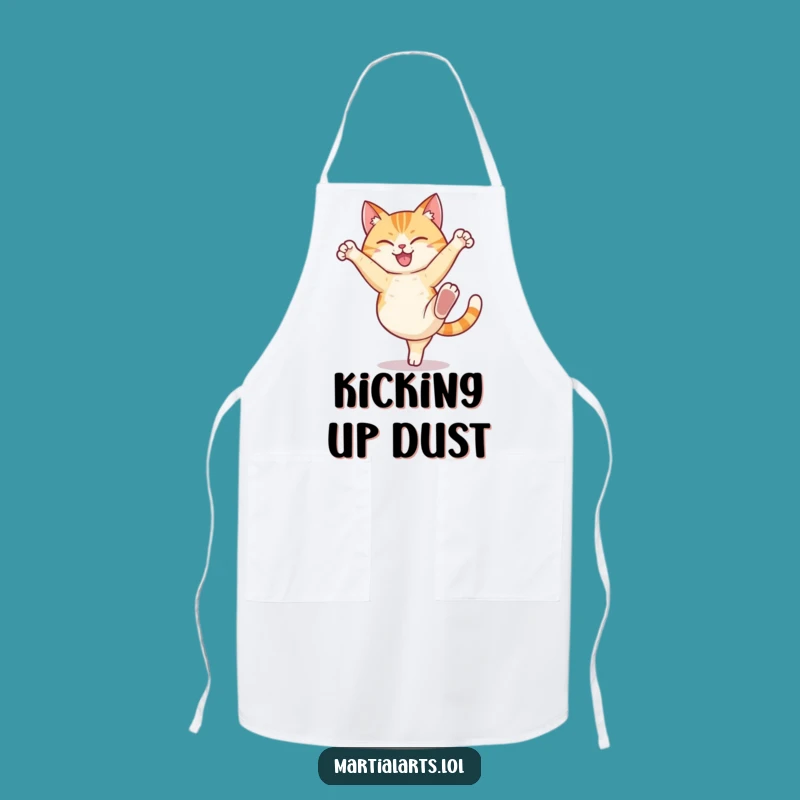 Funny Cat High Kick Apron: Kitchen Power with Humorous Flair