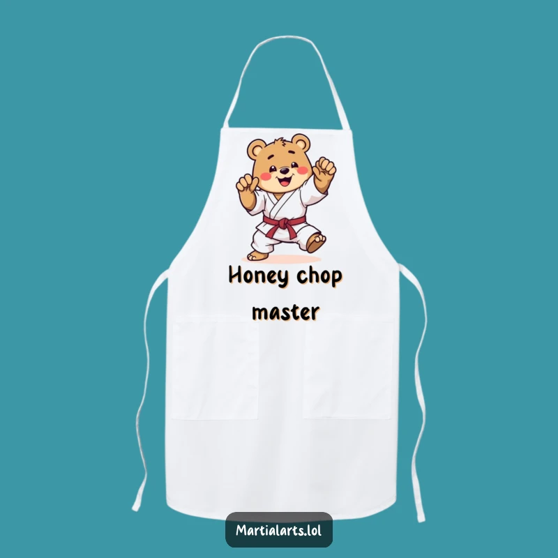 Funny Karate Bear Apron: Kitchen Warrior with a Happy Kick, Cooking Funny Gift