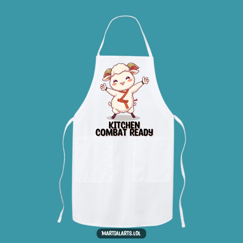Funny Sheep Chef Apron: Cook Up Laughs with Martial Arts!