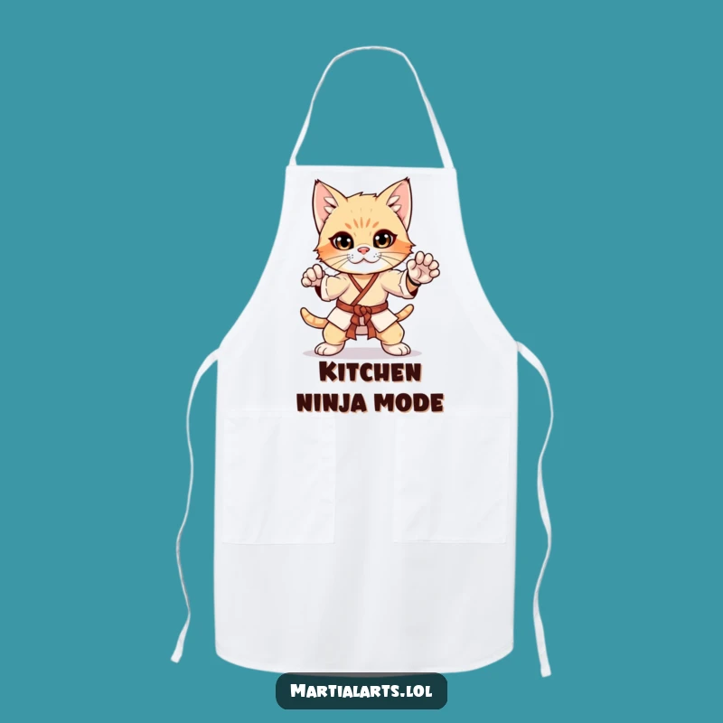 Funny Curious Kitten Martial Arts Apron - Kitchen Karate Gear