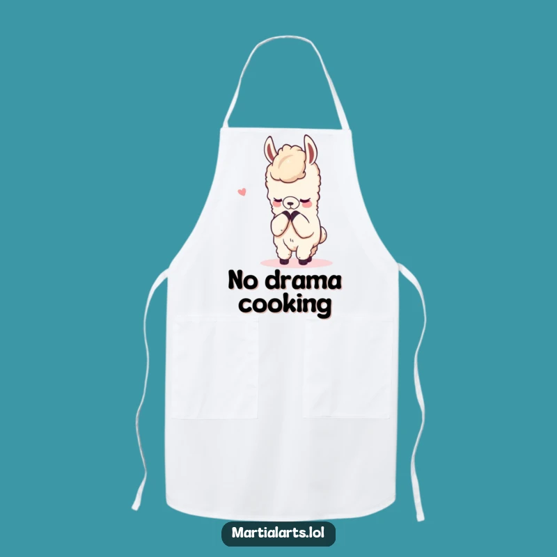 Funny Llama Bow Apron - Chef's Gift for Peaceful Cooking