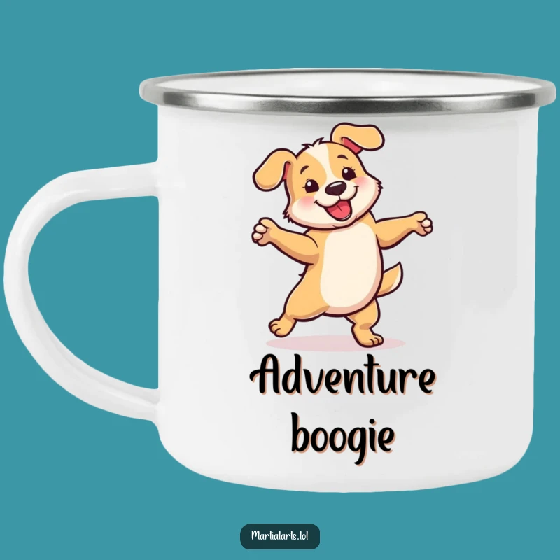 Funny Dancing Dog Camping Mug: Sip and Spin Outdoors, Hilarious Gift