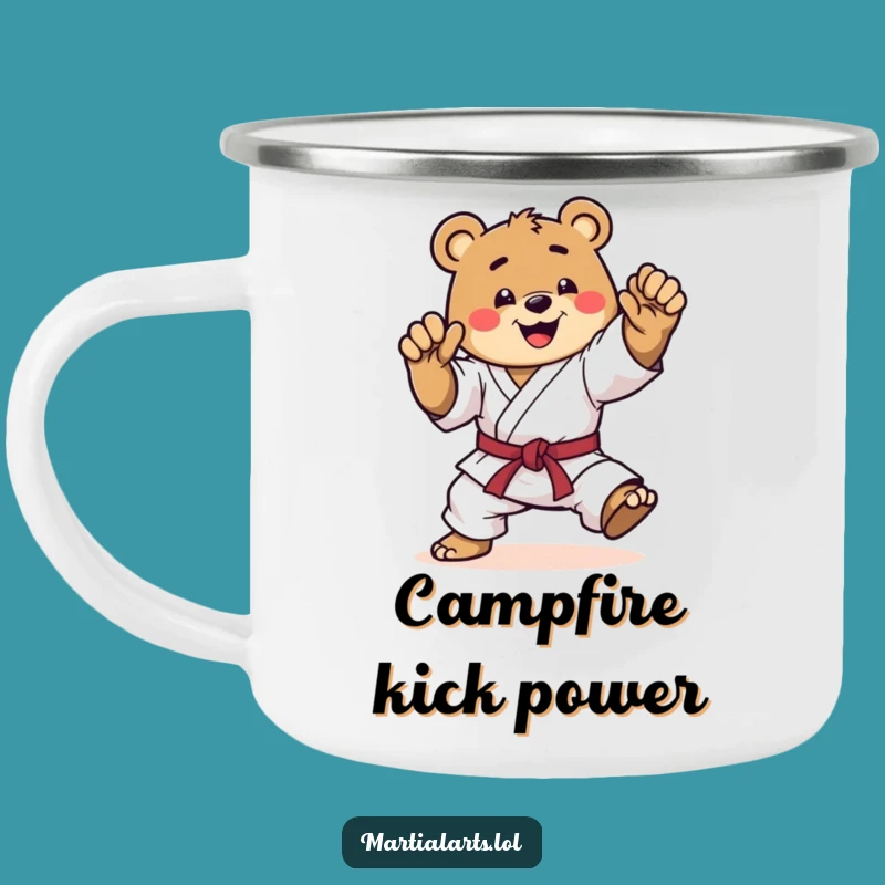 Funny Karate Bear Camping Mug: Rugged and Kicking Bear, Tough Outdoor Funny Gift