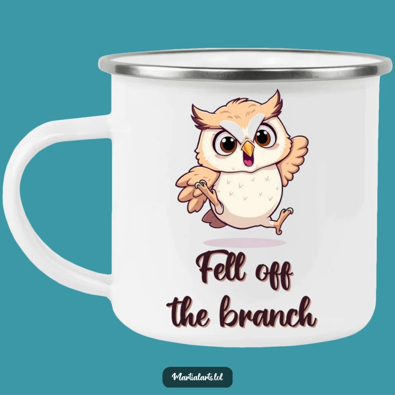 Funny Startled Owl Camping Mug - Tumbles Outdoors, Gift for Adventurous Birds