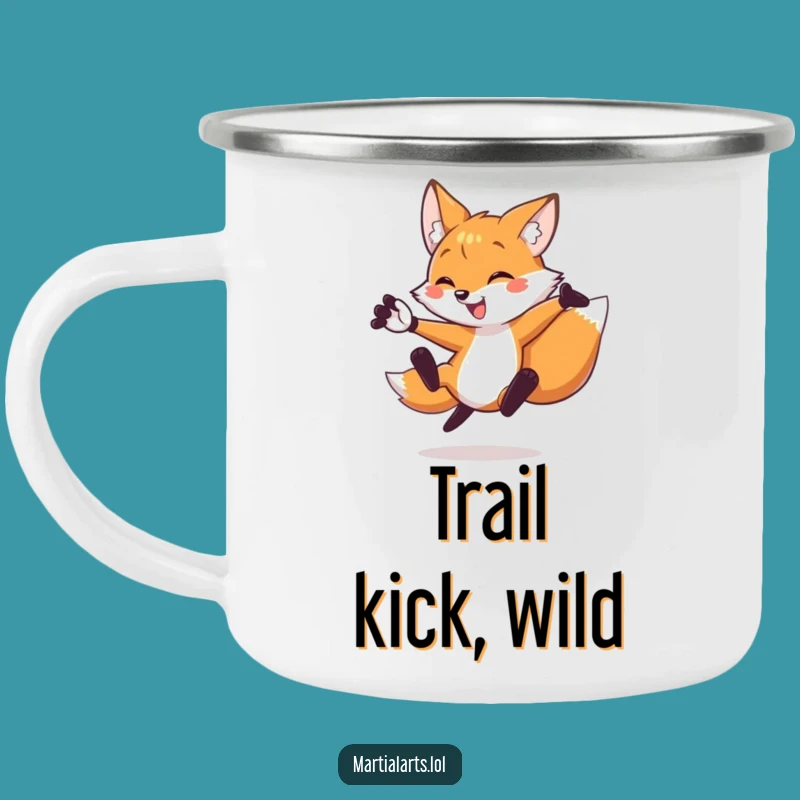 Funny Fox Kick Camping Mug: Durable & Hilarious Martial Arts Cup