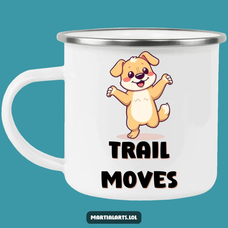 Funny Dancing Dog Camping Mug - Spin Outdoors, Gift for Adventurous Dog Fans