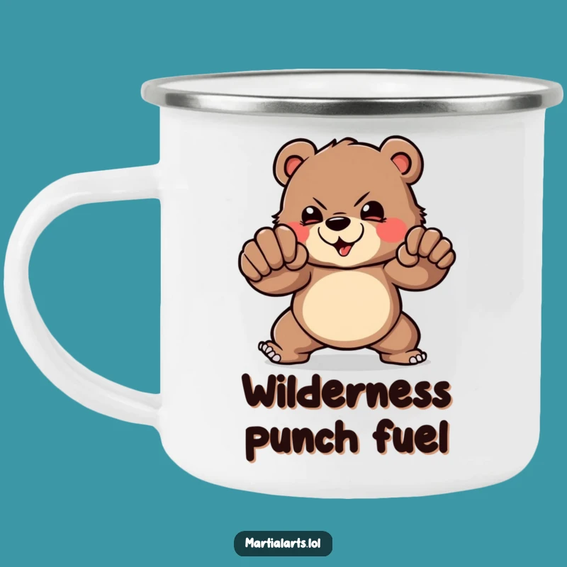 Funny Bear Punch Camping Mug: Rugged Strength, Hilarious Outdoor Gift