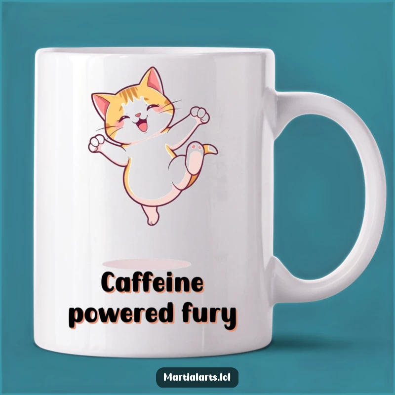 Funny Cat Kick Mug - Jumping Roundhouse Pet Gift