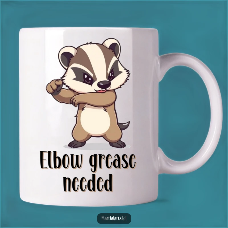 Funny Determined Badger Elbow Mug - Powerful Martial Arts Animal