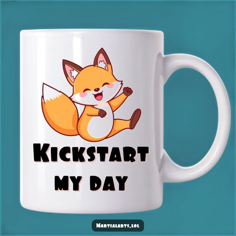 Funny Fox Flying Kick Mug: A Hilarious Gift for Agile Jokers!