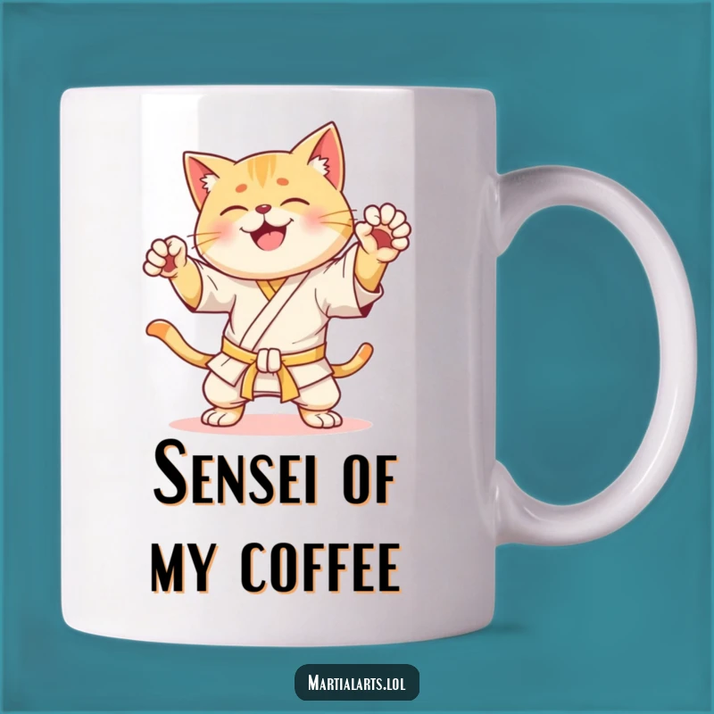 Funny Karate Cat Mug: Dynamic Pose, Perfect Gift for Cat Lovers and Martial Artists