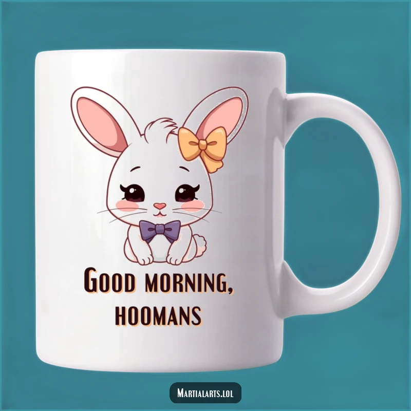 Funny Rabbit Bow Mug: Hilarious Formal Rabbit Gift for Humorous Folks