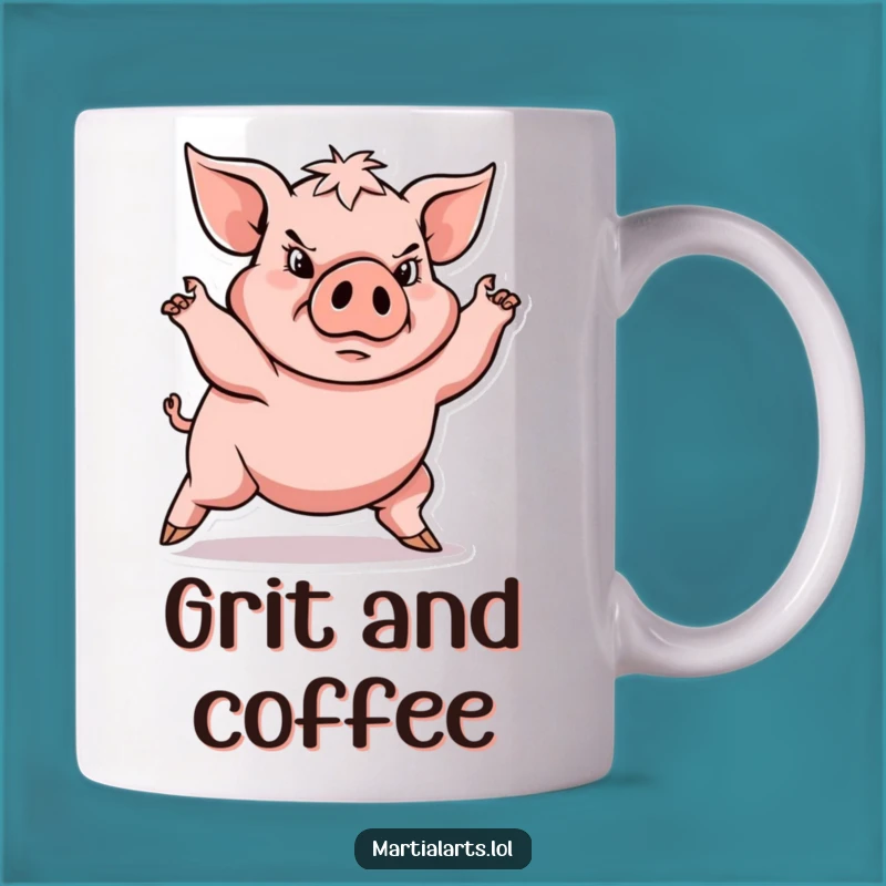 Funny Determined Pig Martial Arts Mug - A Powerful Funny Gift