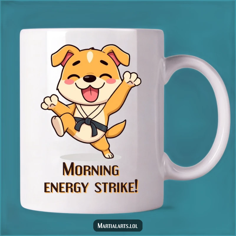 Funny Dog Karate Mug - Happy Kicking Stance Pet Gift
