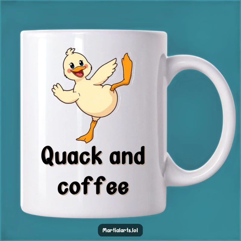 Funny Duck Flying Kick Mug: Cheerful Action Gift for Comedy Fans