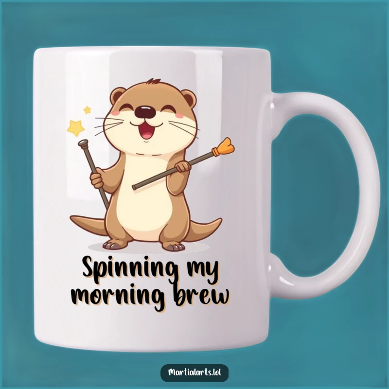 Funny Otter Staff Mug: Joyful Spinning Animal, Perfect Funny Gift