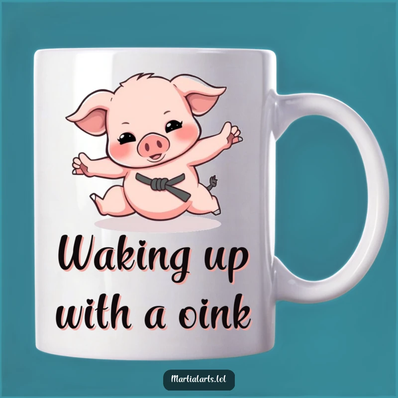 Funny Piglet Martial Arts Mug: Playful Porky Fighter, Perfect Funny Gift