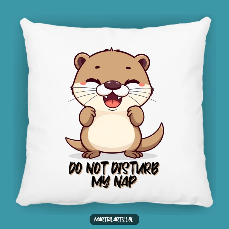 Funny Pillow: Delighted Otter's Defense - Cozy and Comical Home Decor