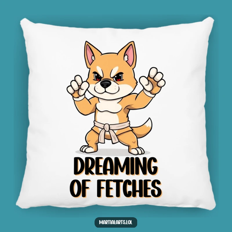 Funny Dog Pillow: Soft Comfort with a Martial Arts Stance Funny Gift