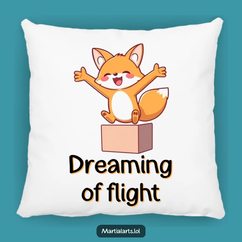 Funny Fox Block Pillow - Soft Joyful Leap Accent Cushion Gift