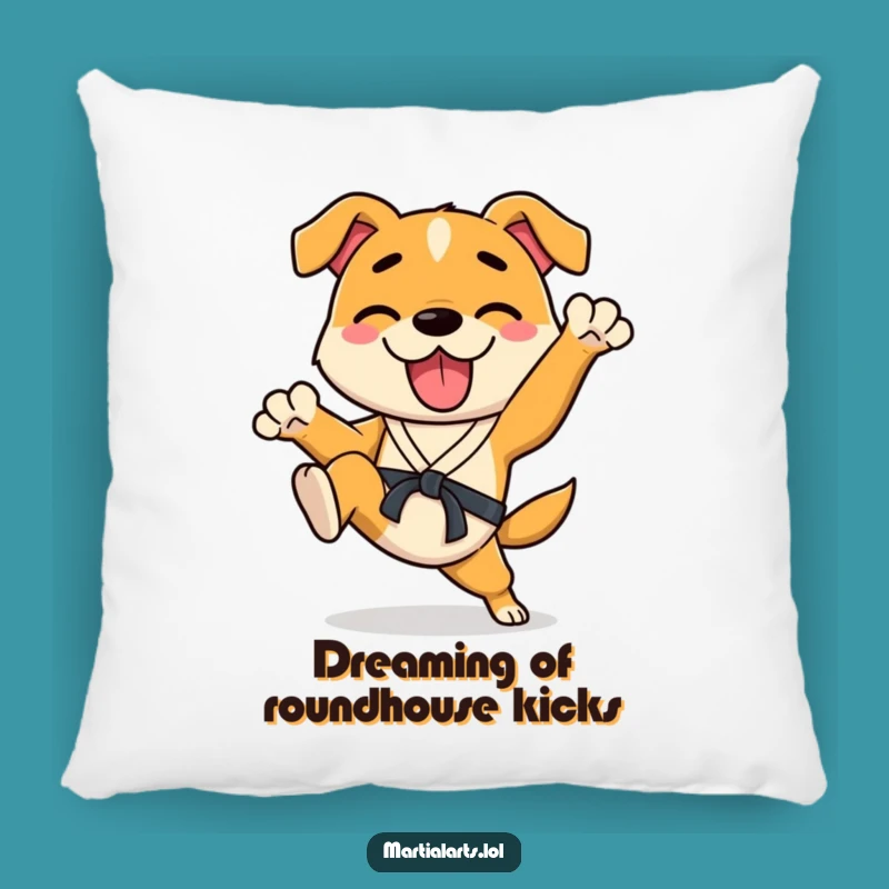 Funny Dog Karate Pillow - Cozy Kicking Stance Comfort Gift