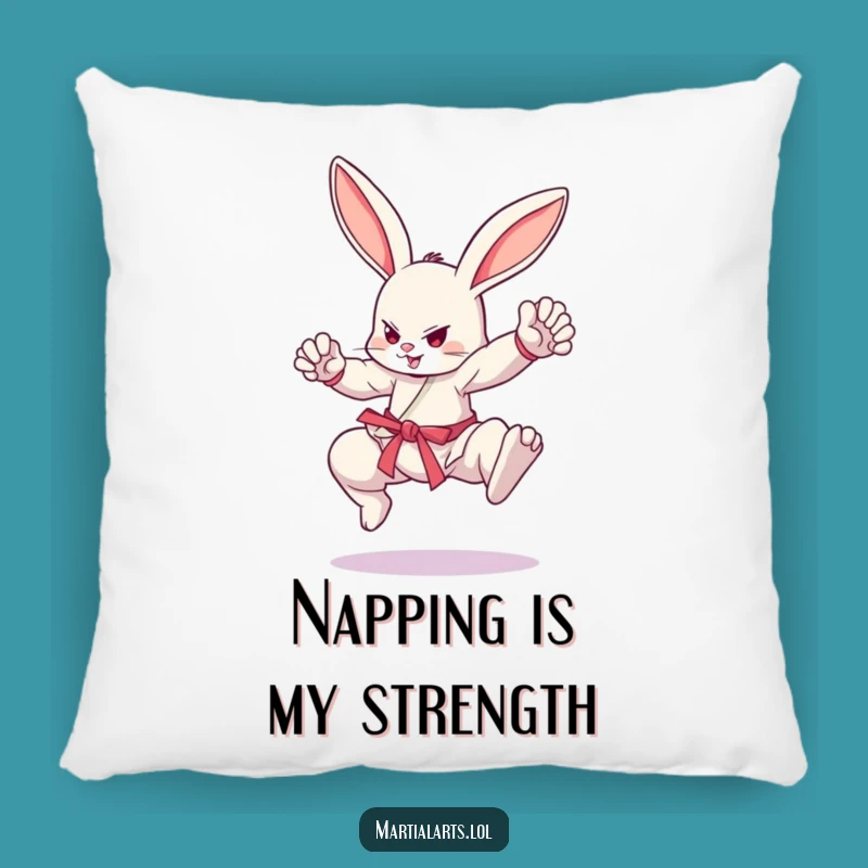 Funny Bouncing Bunny Martial Arts Pillow - Comfy & Fierce Decor