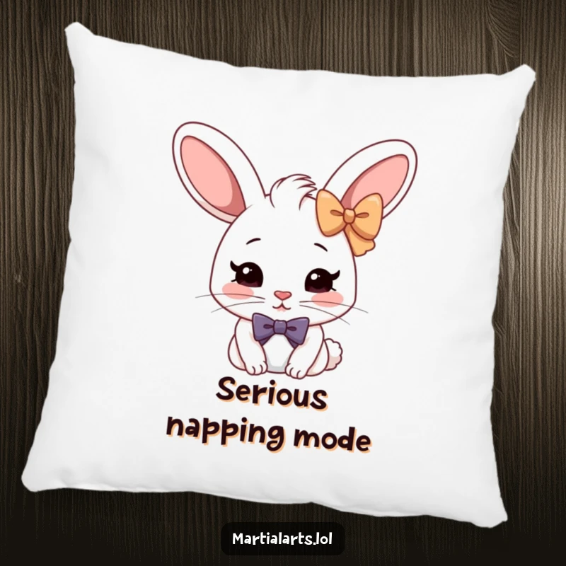 Funny Rabbit Formal Bow Pillow: A cheerful rabbit in a deep, mock-serious bow, perfect for adding comfort and humor.