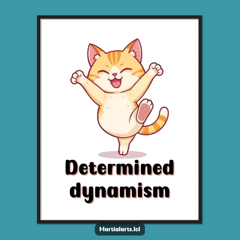 Funny Cat High Kick Digital Print: Instant Action Wall Decor