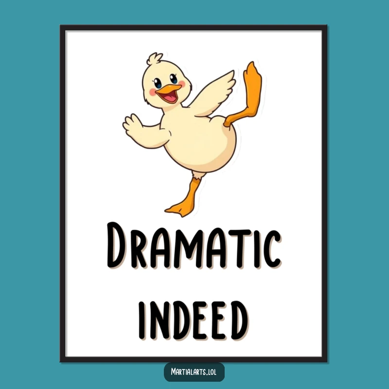 Funny Duck Flying Kick Digital Print: Cheerful Action Art Gift