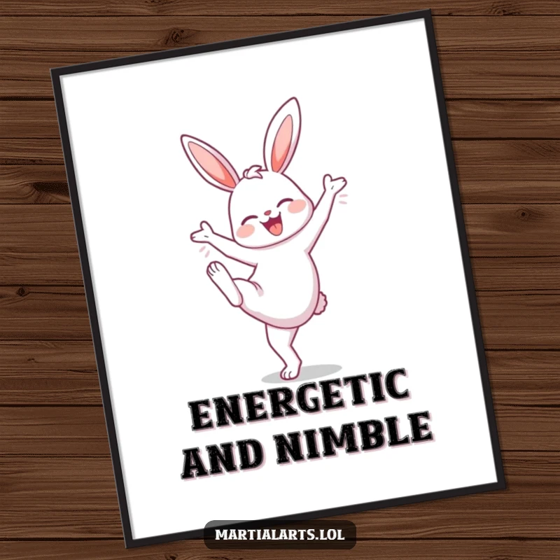 Funny Bunny High Knee Digital Art Print: A cheerful bunny doing a high knee lift, offering instant visual energy and humorous appeal.