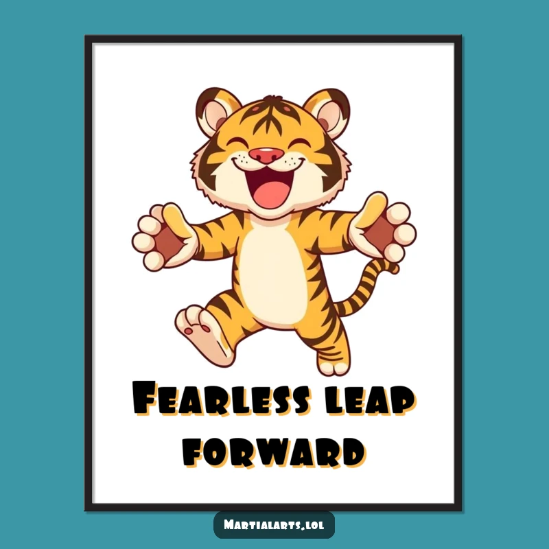 Funny Tiger Art Print: Dynamic Leap Digital Wall Art Gift