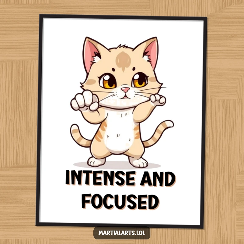 Funny Cat Punch Digital Art Print: A curious cat demonstrating a swift punch, offering instant visual impact and humorous feline appeal.
