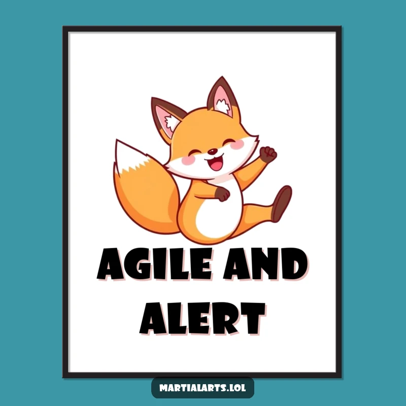 Funny Fox Flying Kick Digital Art: Instant Action and Humor!