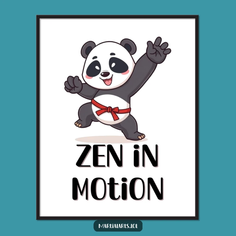 Funny Panda Art Print: High-Energy Martial Arts Digital Gift