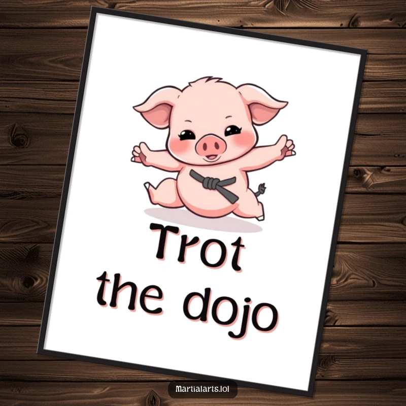 Funny Piglet Martial Arts Digital Art Print of a playful piglet doing martial arts, perfect for humorous, instant wall decor.