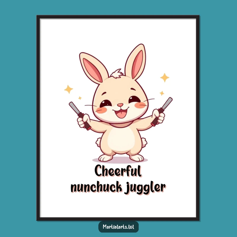 Funny Rabbit Digital Art: Juggling Hare Print for a Wonderful Funny Gift