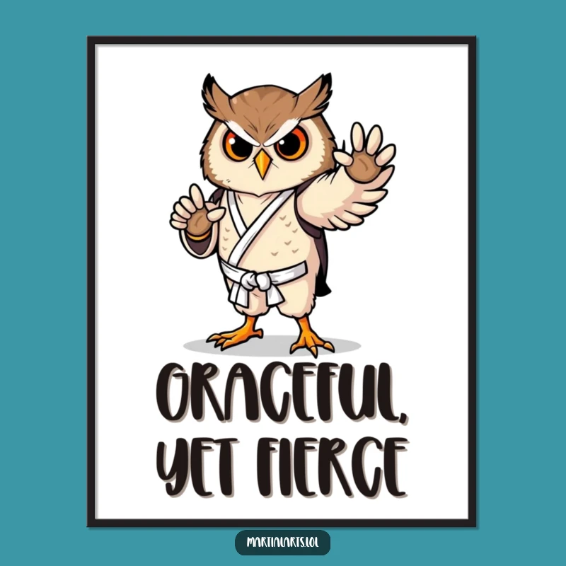 Funny Proud Owl Karate Digital Art - Wise Martial Arts Decor