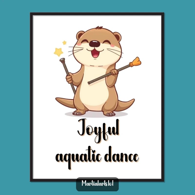 Funny Otter Staff Digital Art: Instant Download, Cheerful Funny Gift