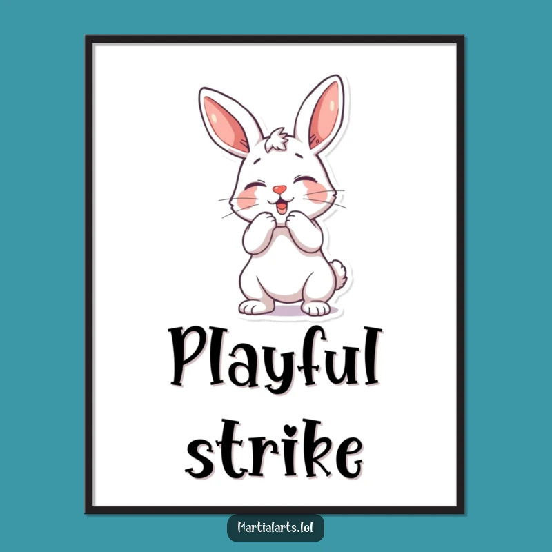 Funny Playful Bunny Digital Art - Mock Strike, Instant Mischief Download