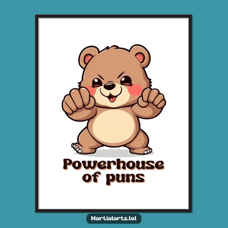 Funny Bear Punch Digital Art: Instant Download, Bold and Hilarious Gift