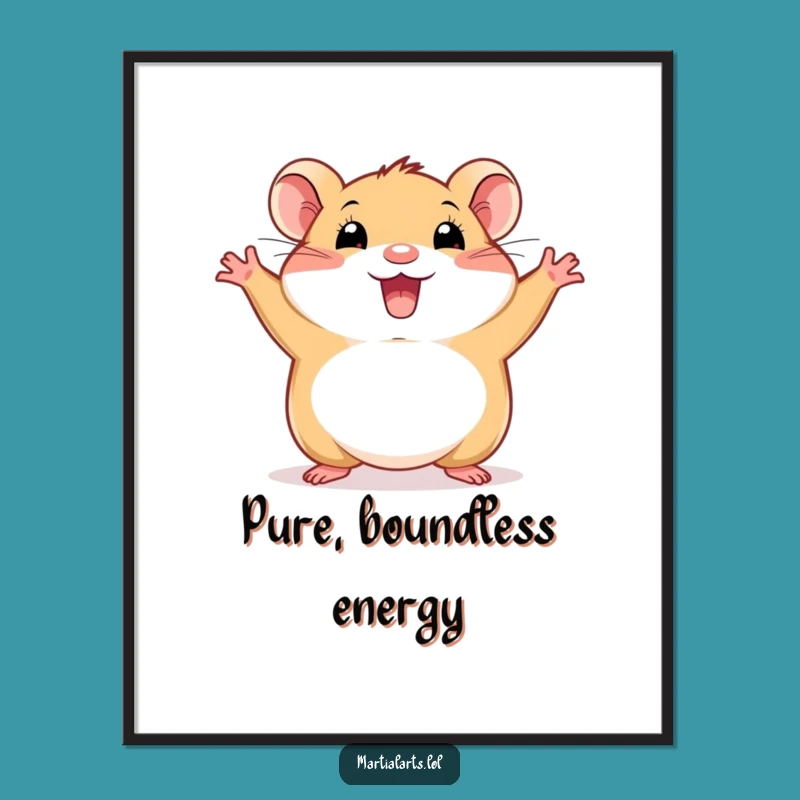 Funny Happy Hamster Digital Art - Energetic Animal Print