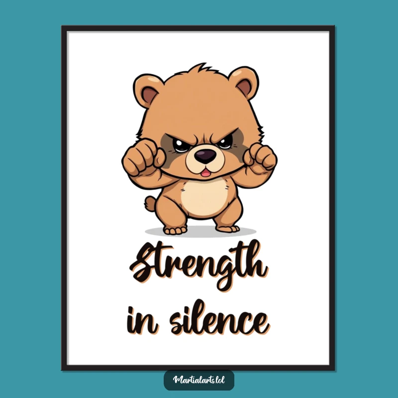 Funny Determined Bear Cub Punch Digital Art - Instant Motivation