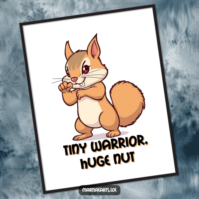Funny Squirrel Punch Digital Art Print of a determined squirrel punching, perfect for humorous, instant wall decor.