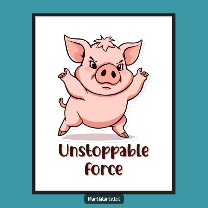 Funny Determined Pig Martial Arts Digital Art - Printable Power for Your Walls