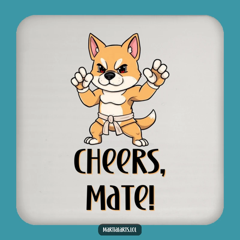 Funny Dog Coaster: Protect Your Table with a Martial Arts Stance Funny Gift