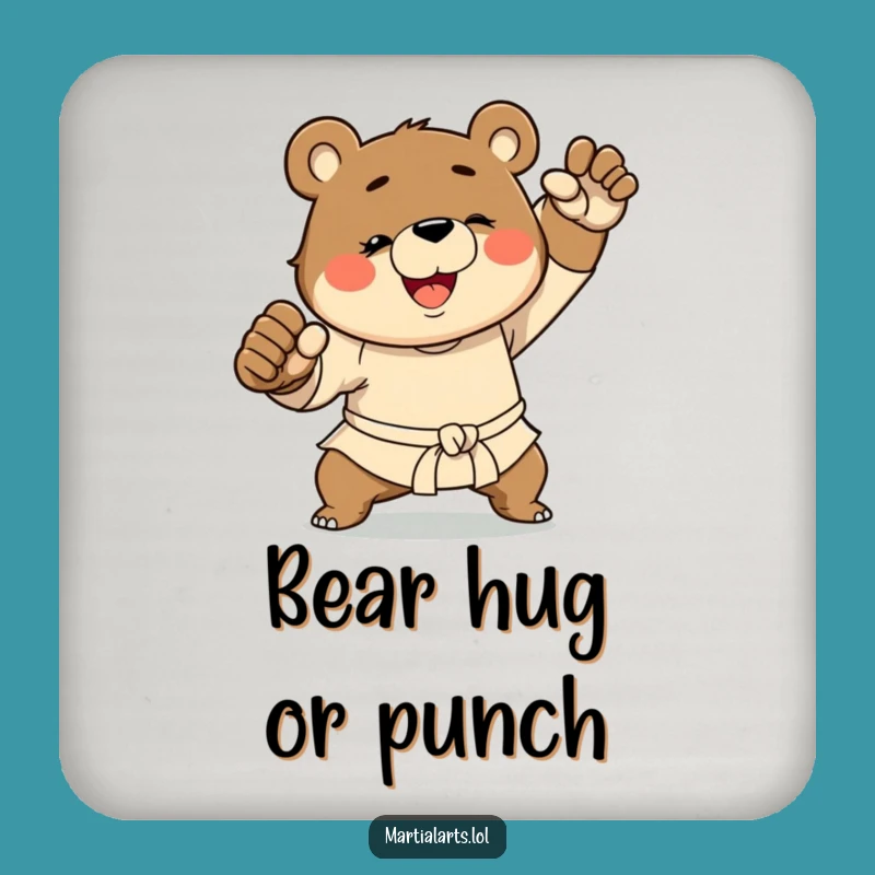 Funny Bear Martial Arts Coasters: Defend Surfaces with Warrior Humor!
