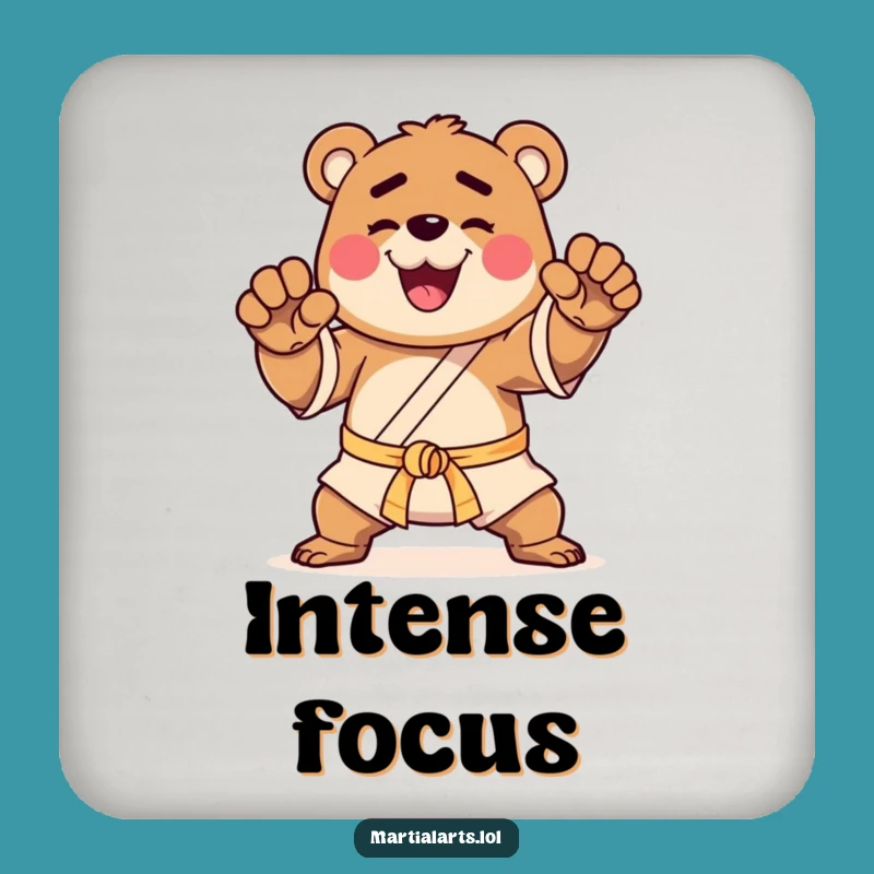 Funny Bear Martial Arts Coasters - Protect Surfaces with Warrior Style