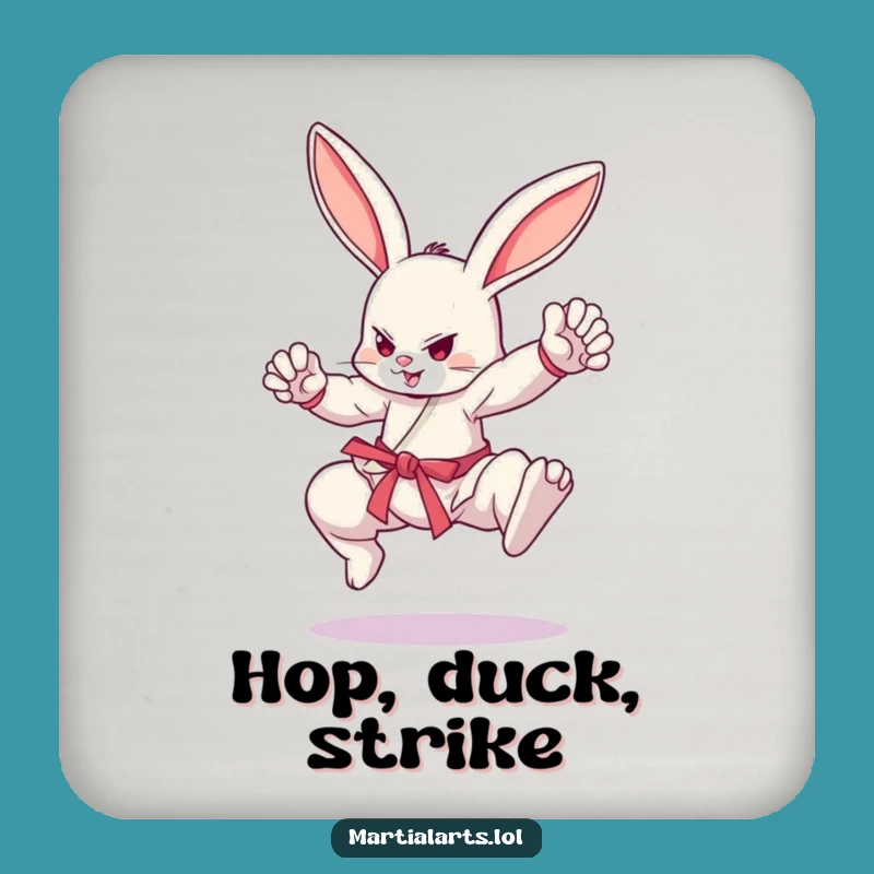 Funny Bouncing Bunny Martial Arts Drink Coaster - Protect Surfaces with Style